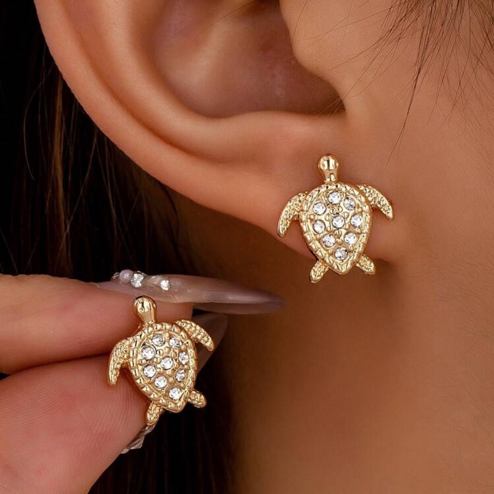 Gold Turtle Stud Earrings, Turtle Earrings